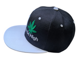 Kush Cannabis Marijuana Leaf Embroidered Black/White Snapback Hat