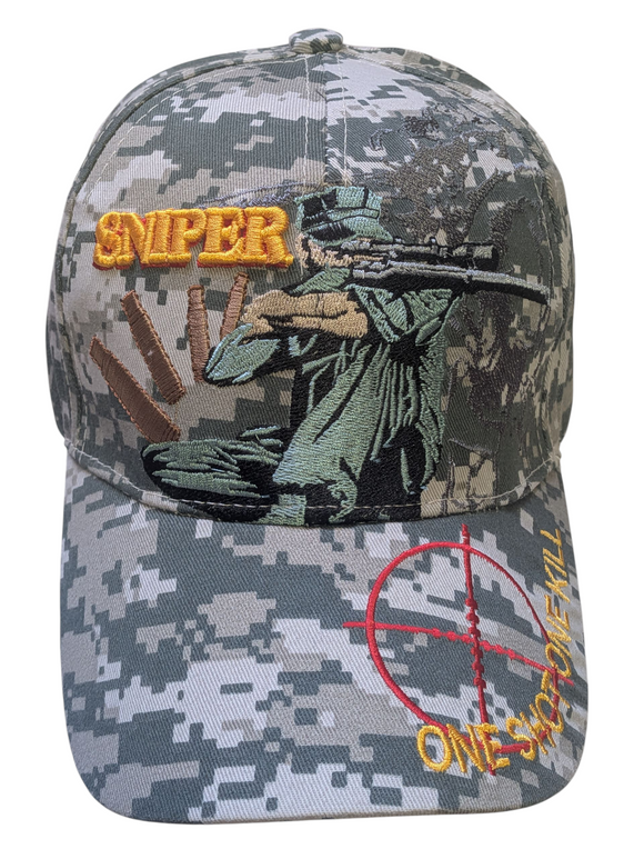US Sniper One Shot One Kill Digital Camouflage Baseball Cap