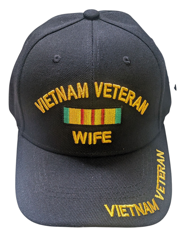 US Military Vietnam Veteran Wife Black Baseball Hat Cap