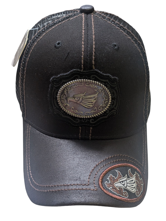 Mexico Eagle Western Black Trucker Mesh Back Baseball Cap