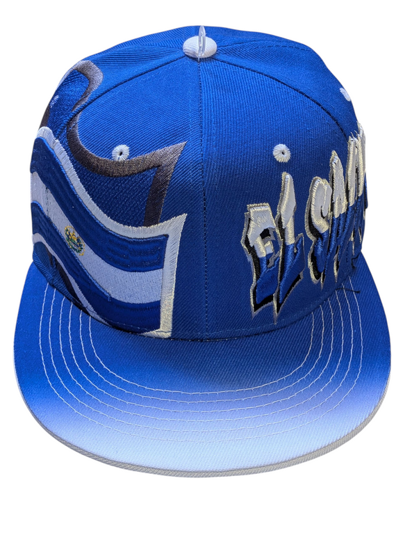 El Salvador Flag Graffiti Style Royal Blue Snapback Hat