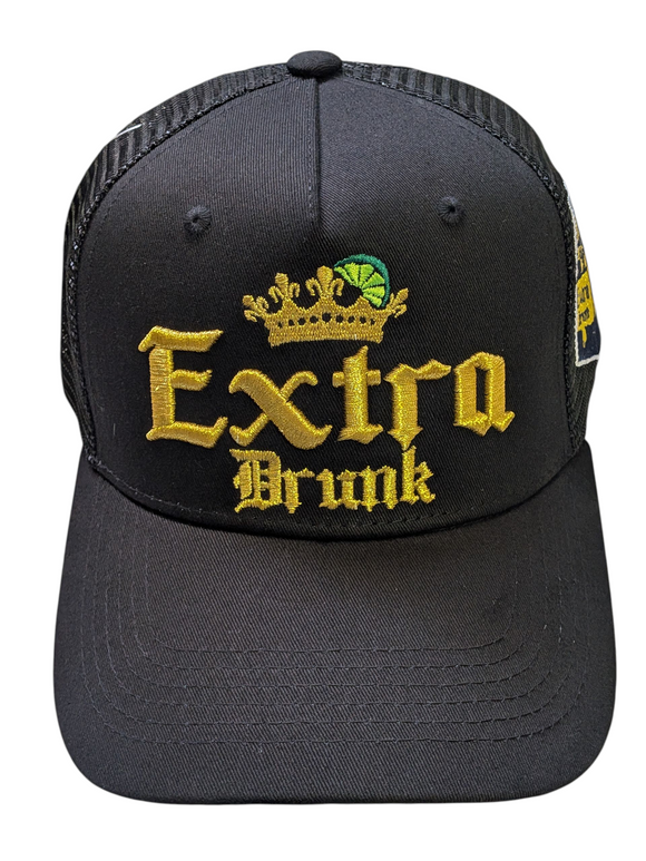 Extra Drunk Funny Black Mesh Back Baseball Cap