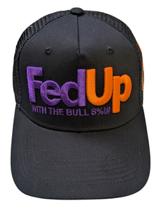 FedUp With The Bull Shit Funny Black Mesh Back Baseball Cap