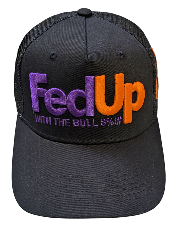 FedUp With The Bull Shit Funny Black Mesh Back Baseball Cap