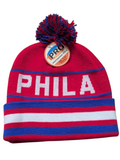 Philadelphia City Inline Style Red/Blue Pom Beanie Skull Cap