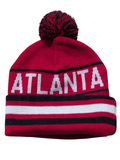 Atlanta City Inline Style Red/Black Pom Beanie Skull Cap