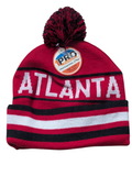 Atlanta City Inline Style Red/Black Pom Beanie Skull Cap