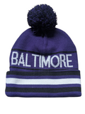 Baltimore City Inline Style Purple/Black Pom Beanie Skull Cap