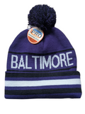 Baltimore City Inline Style Purple/Black Pom Beanie Skull Cap
