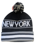 New York City Inline Style Black/Grey Pom Beanie Skull Cap