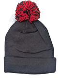 23 Fly Chicago Embroidery Style Black/Red Cuffed Pom Knit Beanie Cap