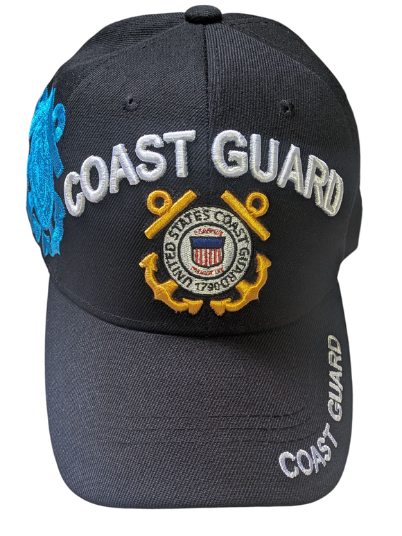 US Coast Guard Black Baseball Hat Cap