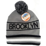 Brooklyn City Inline Style Grey Pom Beanie Skull Cap