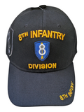 US Military 8th Infantry Division Black Adjustable Baseball Hat Cap