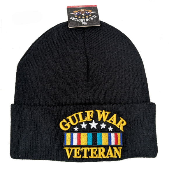 US Military Gulf War Black Skull Beanie Hat Cap