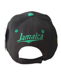 Jamaica Flag Under Brim Black/Green Baseball Hat Cap - back view