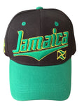 Jamaica Flag Under Brim Black/Green Baseball Hat Cap - front view