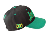 Jamaica Flag Under Brim Black/Green Baseball Hat Cap - side view