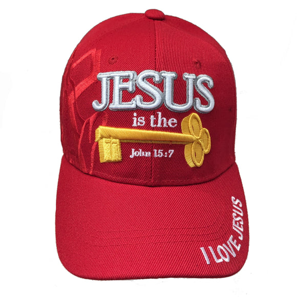 JESUS IS THE KEY Christian Baseball Hat Cap (Red)