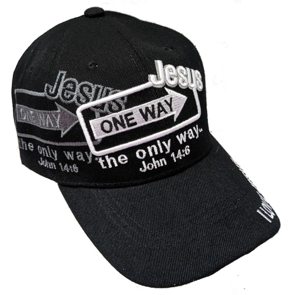 One Way Jesus Christian Baseball Hat Cap (Black)