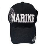 US Military Marine Bold Style Baseball Hat Cap (Black)