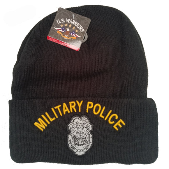 US Military Police Black Skull Beanie Hat Cap