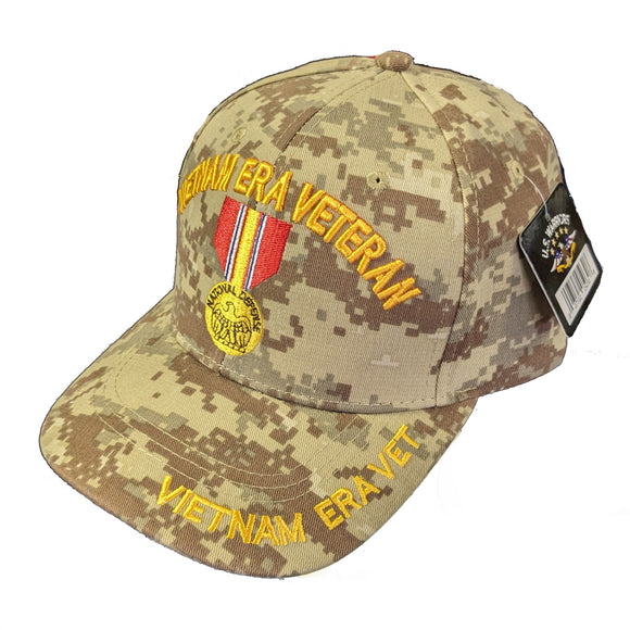 US Military Vietnam Era Veteran National Defense Medal Desert Camouflage Baseball Hat Cap