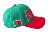 Portugal Flag Under Brim Green/Red Baseball Hat Cap - side view