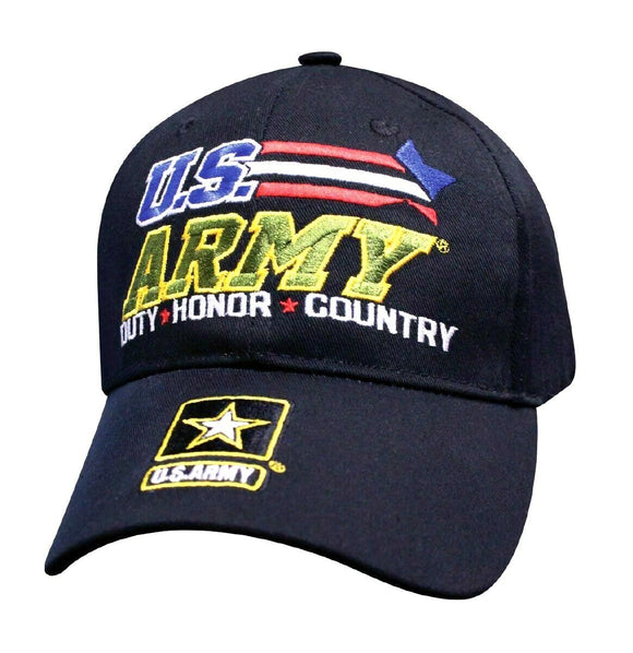 US Army Racing Stars Duty Honor Country Black Baseball Cap