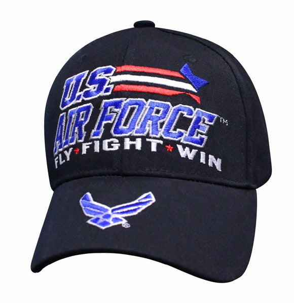 US Air Force Racing Stars Fly Fight Win Black Baseball Cap