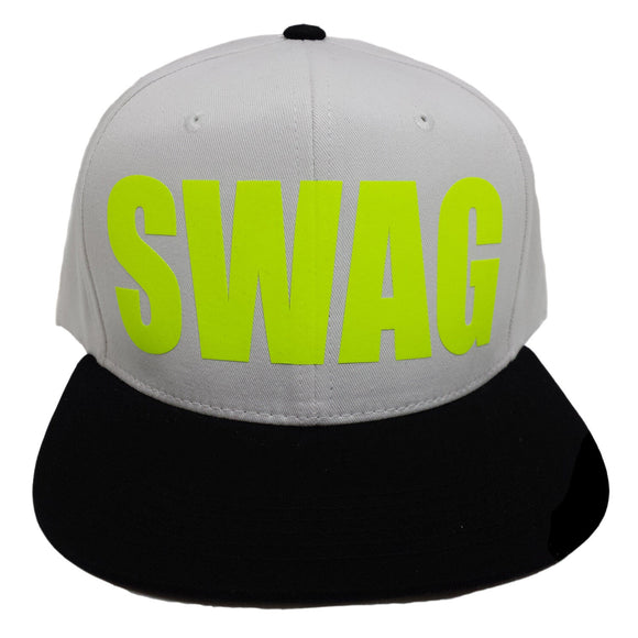 Swag Flock Print Style White/Black Snapback Hat Cap