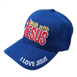 Walk With Jesus Christian Baseball Hat Cap (Royal Blue)