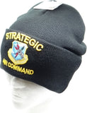 US Military Strategic Air Command Black Skull Beanie Hat Cap