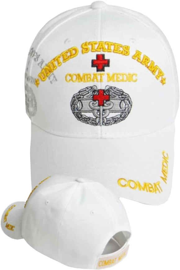 US Military Army Combat Medic White Adjustable Baseball Hat Cap
