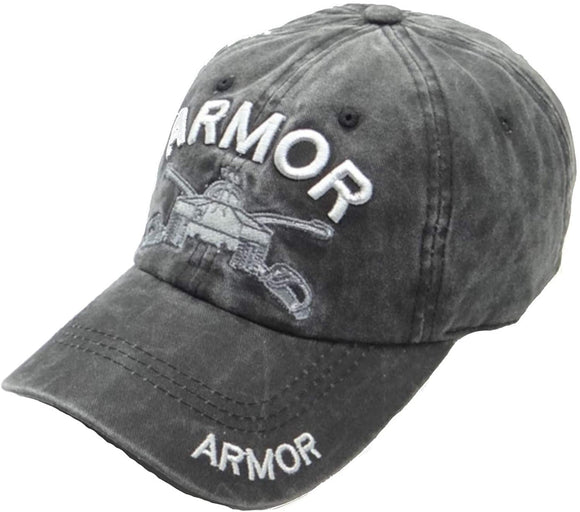 US Military Armor Pigment Washed Black Adjustable Baseball Hat Cap