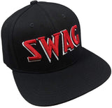 SWAG Embroidered Black Shadow Flat Bill Snapback Hat Cap