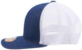 Cambridge Mesh Back Trucker Hat Cap (Denim/White)