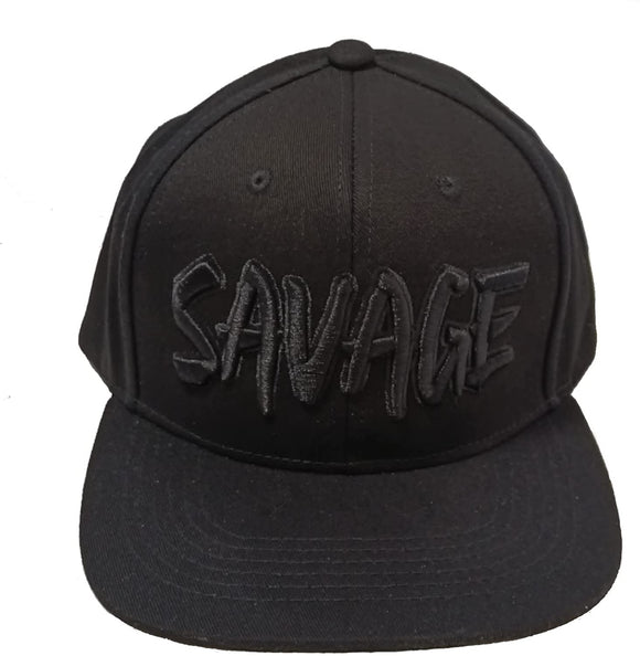 Savage Embroidered Black Shadow Flat Bill Snapback Hat Cap