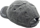 US Military Purple Heart Vietnam Veteran Pigment Washed Black Adjustable Baseball Hat Cap