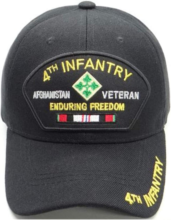 4th Infantry Afghanistan Veteran Enduring Freedom Ribbon Baseball Hat Cap Black
