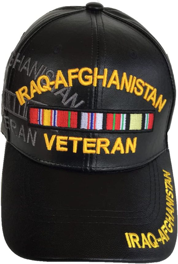 US Military Iraq Afghanistan Veteran PU (Plyurethane) Black Baseball Hat Cap