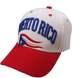 Puerto Rico Hidden Flag Design Baseball Hat Cap (White/Red)