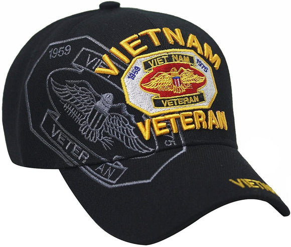 US Military Vietnam Veteran 1959 – 1975 Black Adjustable Baseball Hat Cap
