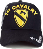 US Military 1st Cavalry Black Adjustable Baseball Hat Cap