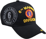 US Military 6th Marine Division Black Adjustable Baseball Hat Cap