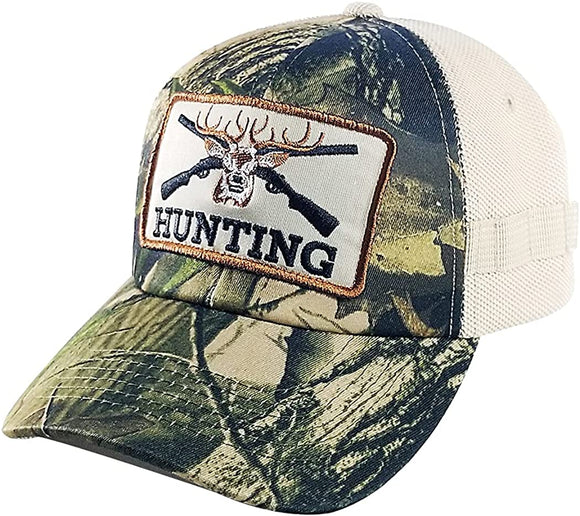 Deer Hunting Patch Trucker Hat Cap (Camouflage/Khaki)
