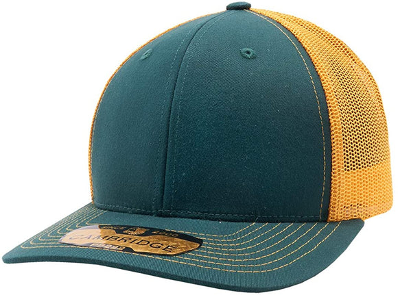 Cambridge Mesh Back Trucker Hat Cap (Green/Yellow)
