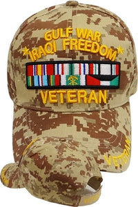 US Military Gulf War Iraqi Freedom Veteran Ribbon Desert Camouflage Adjustable Baseball Hat Cap