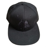 Pit Bull Face Embroidered Black Shadow Flat Bill Snapback Hat Cap