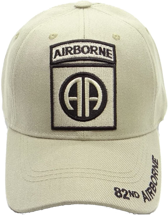 US Military 82nd Airborne Logo Khaki Adjustable Baseball Hat Cap